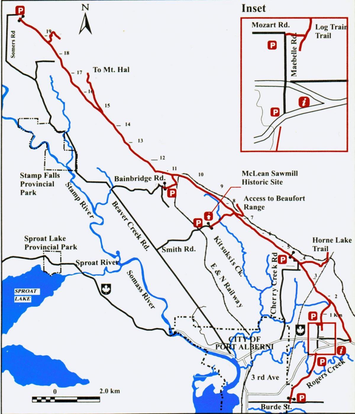 Karta otoka Vancouver željeznički