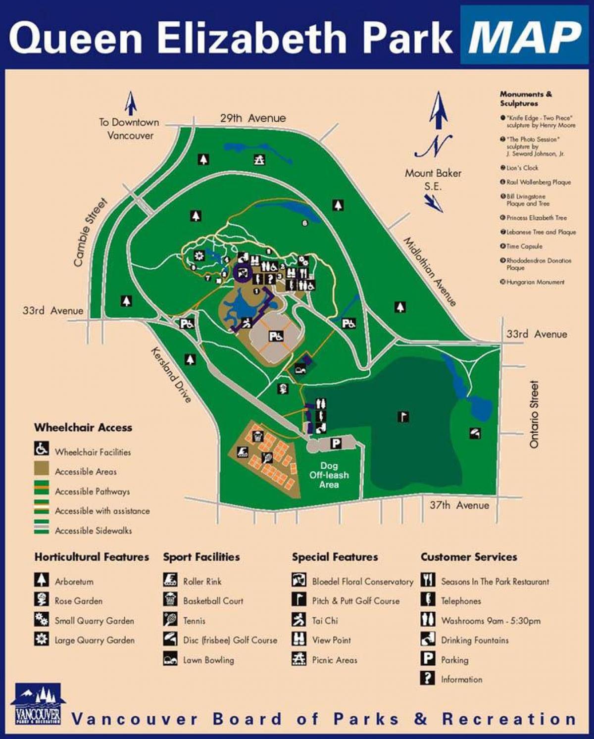 Karta park kraljice Elizabete u Vancouveru