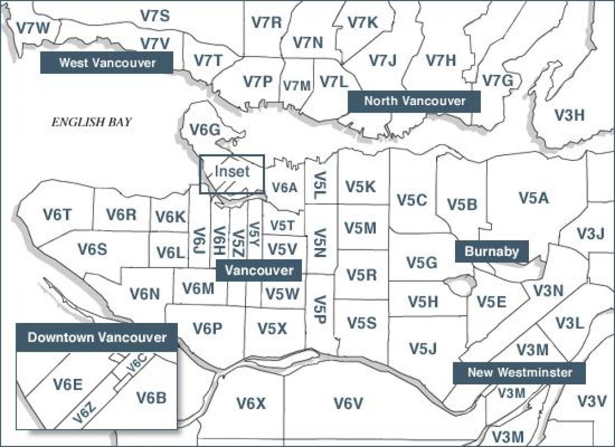 otok Vancouver poštanski brojevi karti