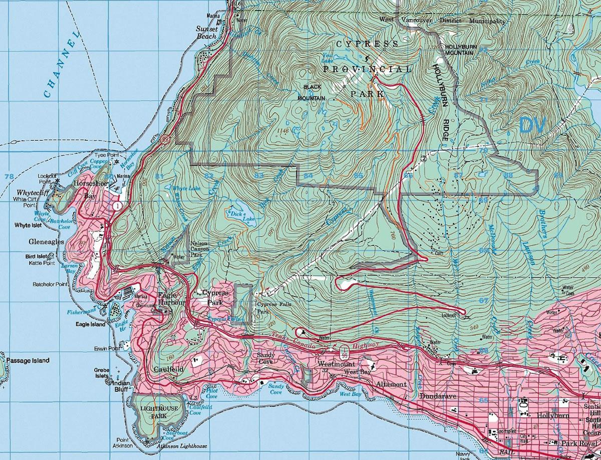 Karta Vancouvera topografski
