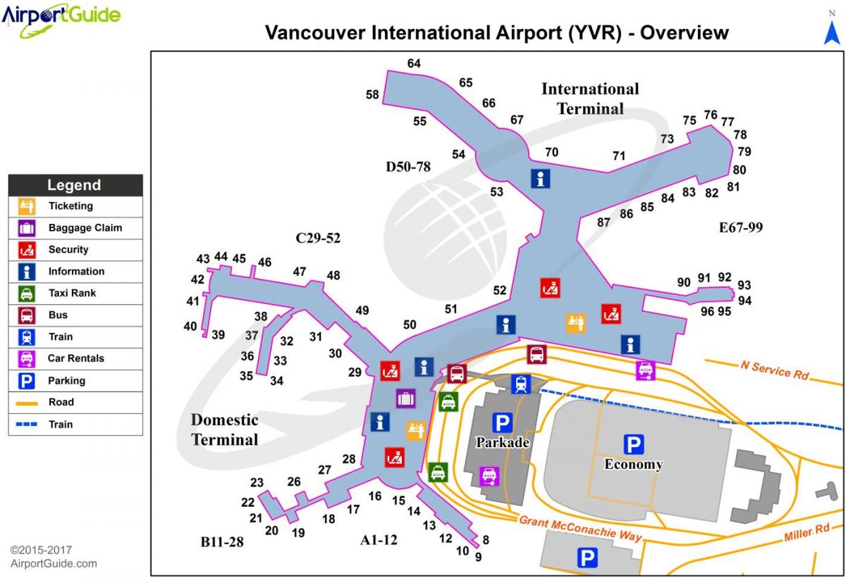 zračna luka Vancouver bc karti