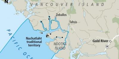 Karta otoka Vancouver prvi naroda