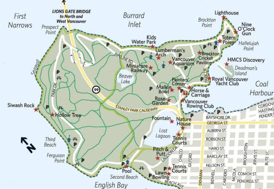 Karta luk дровосеку Stanley Park