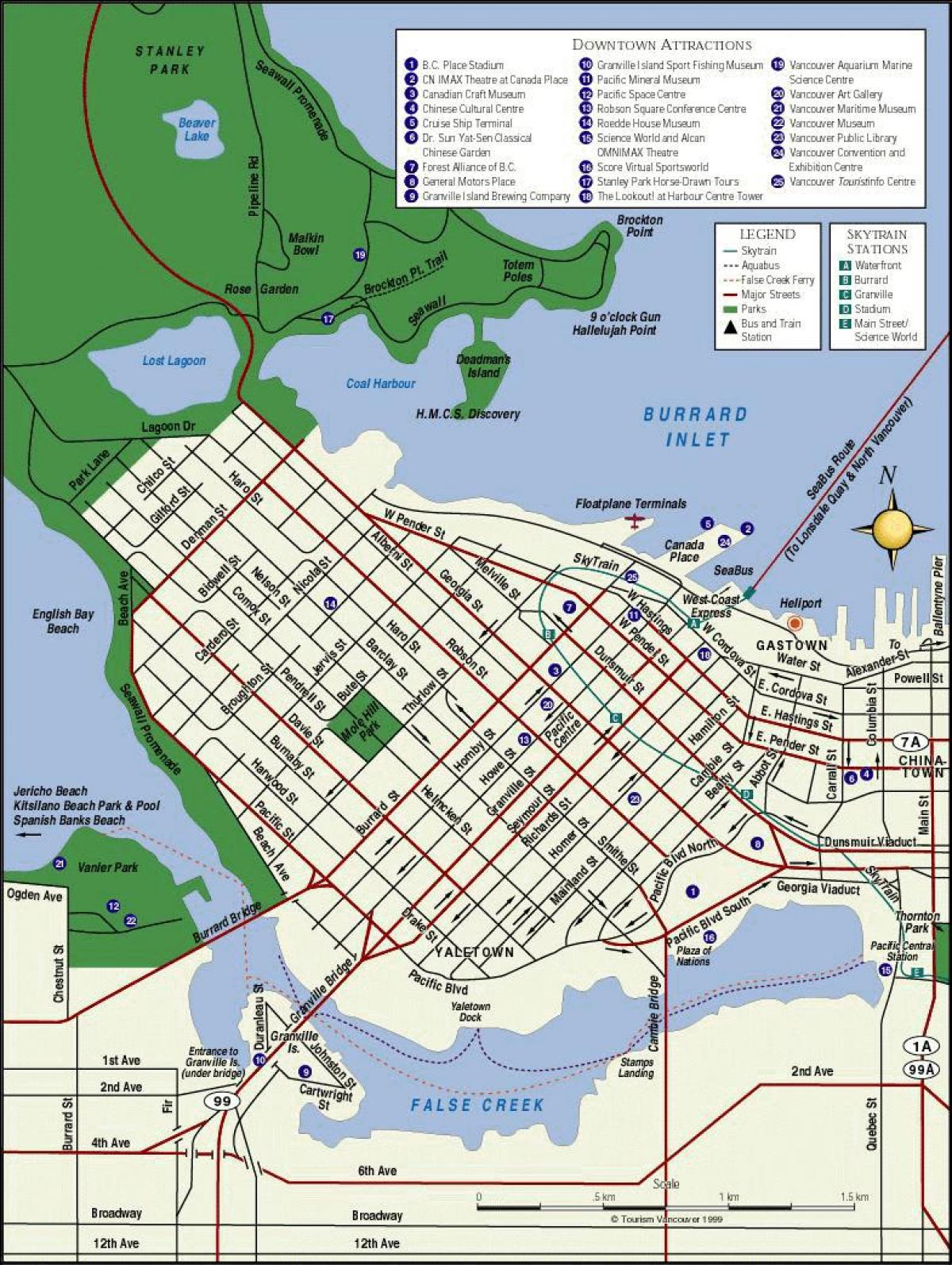 Karta Vancouver centra 