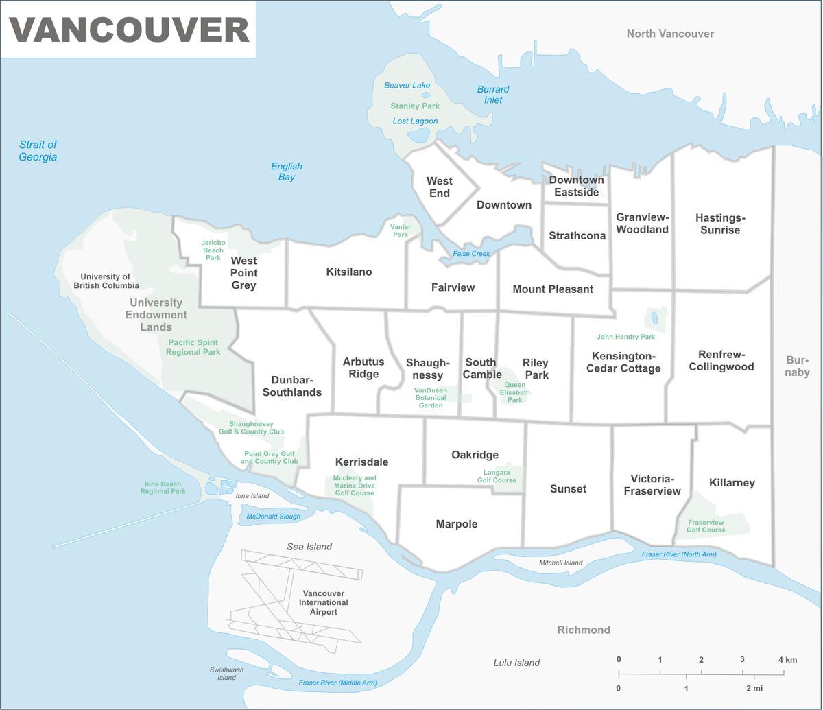 u području Velike Vancouver karti