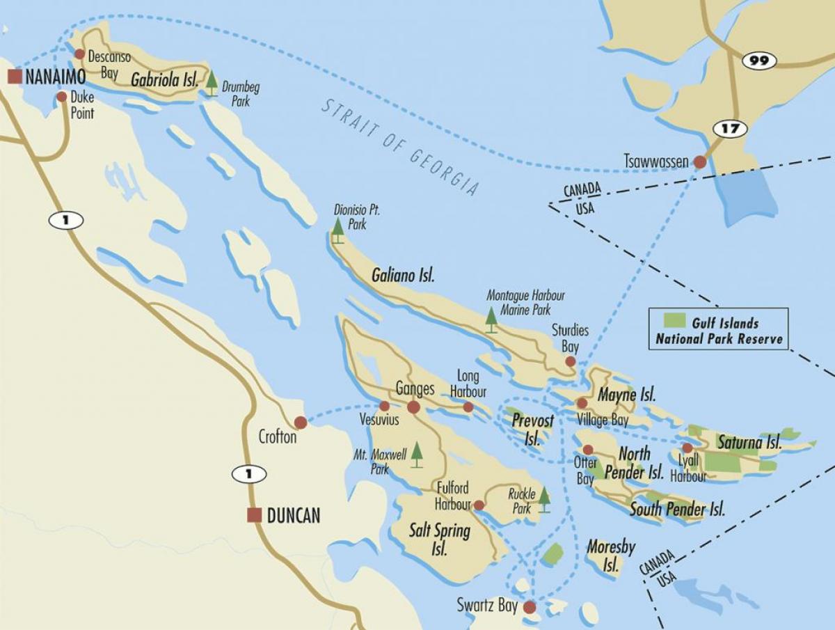 karta otoka u Perzijskom zaljevu Britanska Kolumbija, Kanada