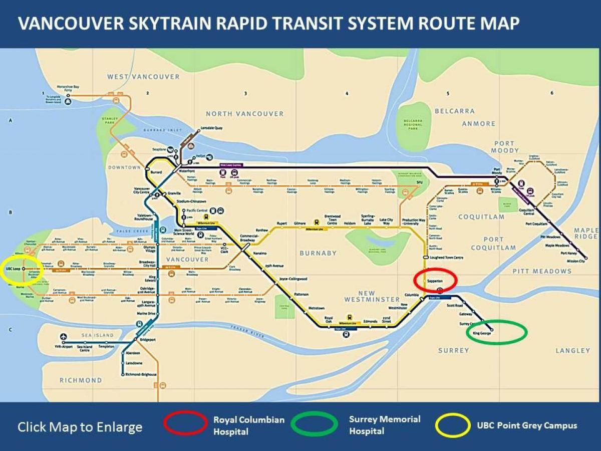 Karta podzemne željeznice Maple Ridge u Vancouver