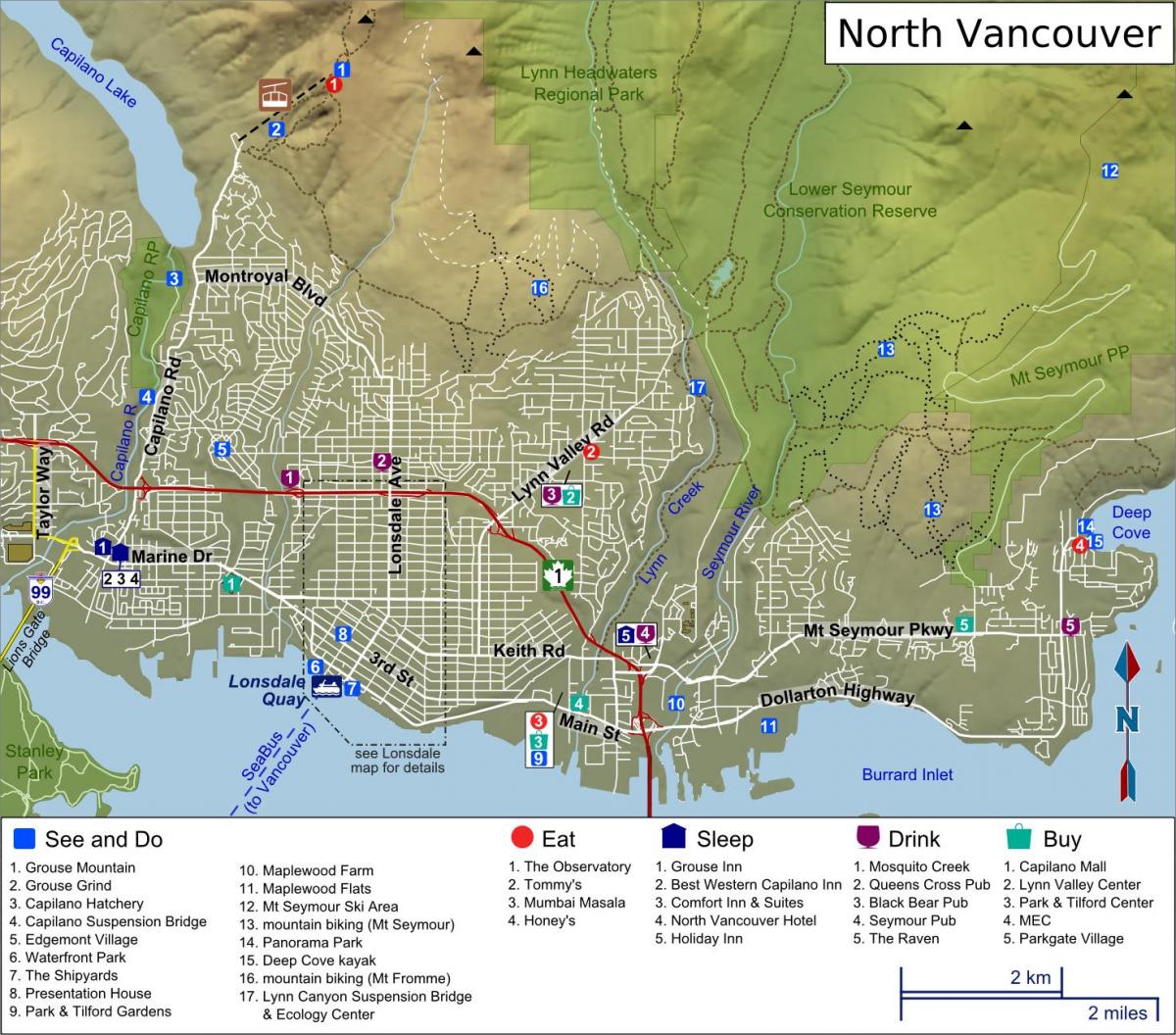 Kartu sjevernoj obali Vancouvera
