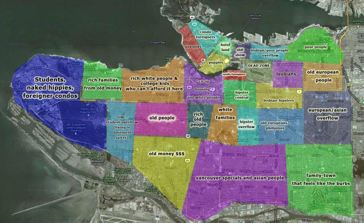 karta Vancouvera i okolice