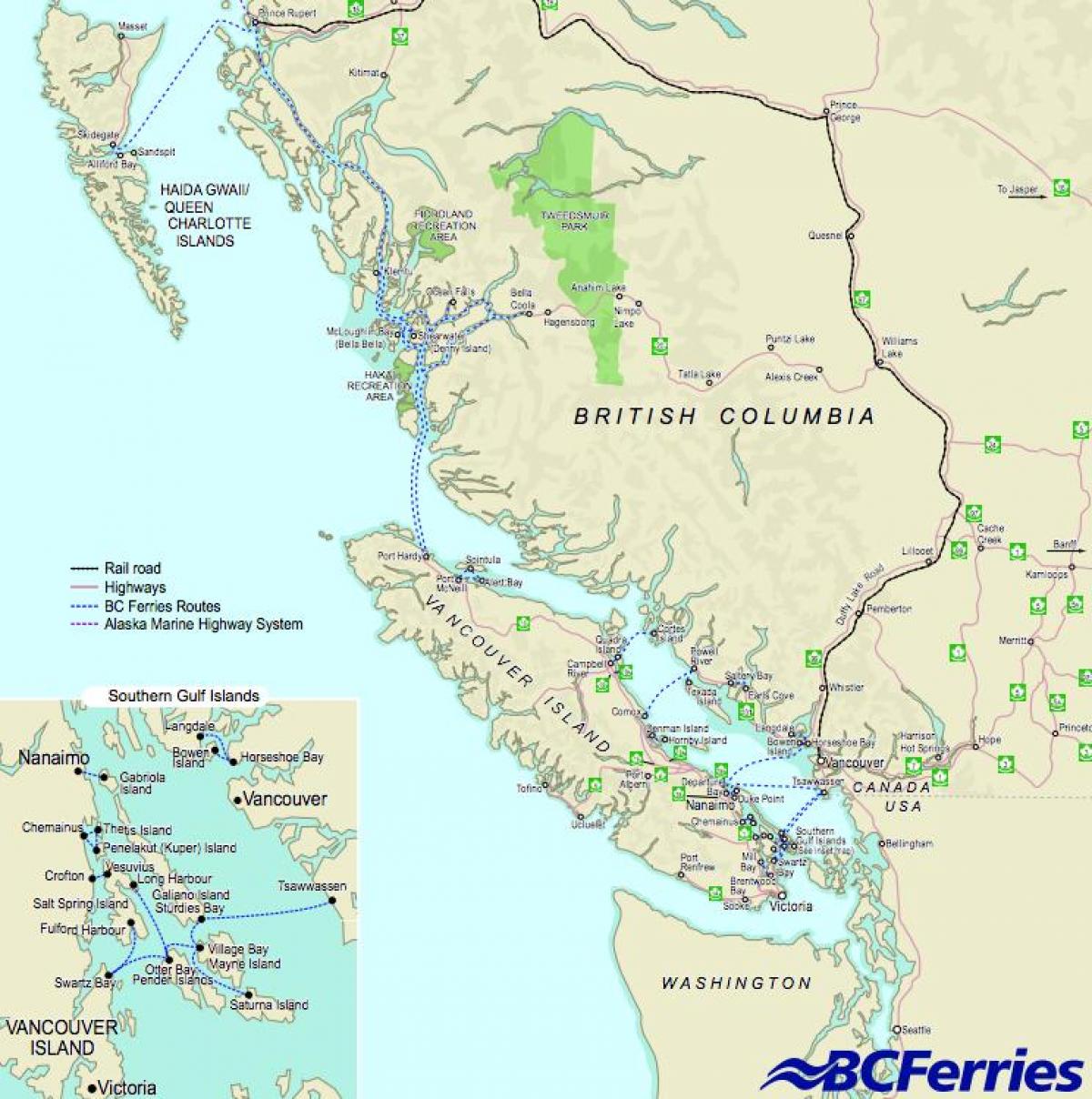 trajekti Vancouver u Vancouver island na karti