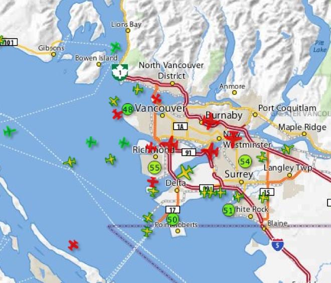 Karta leta za Vancouver praćenje