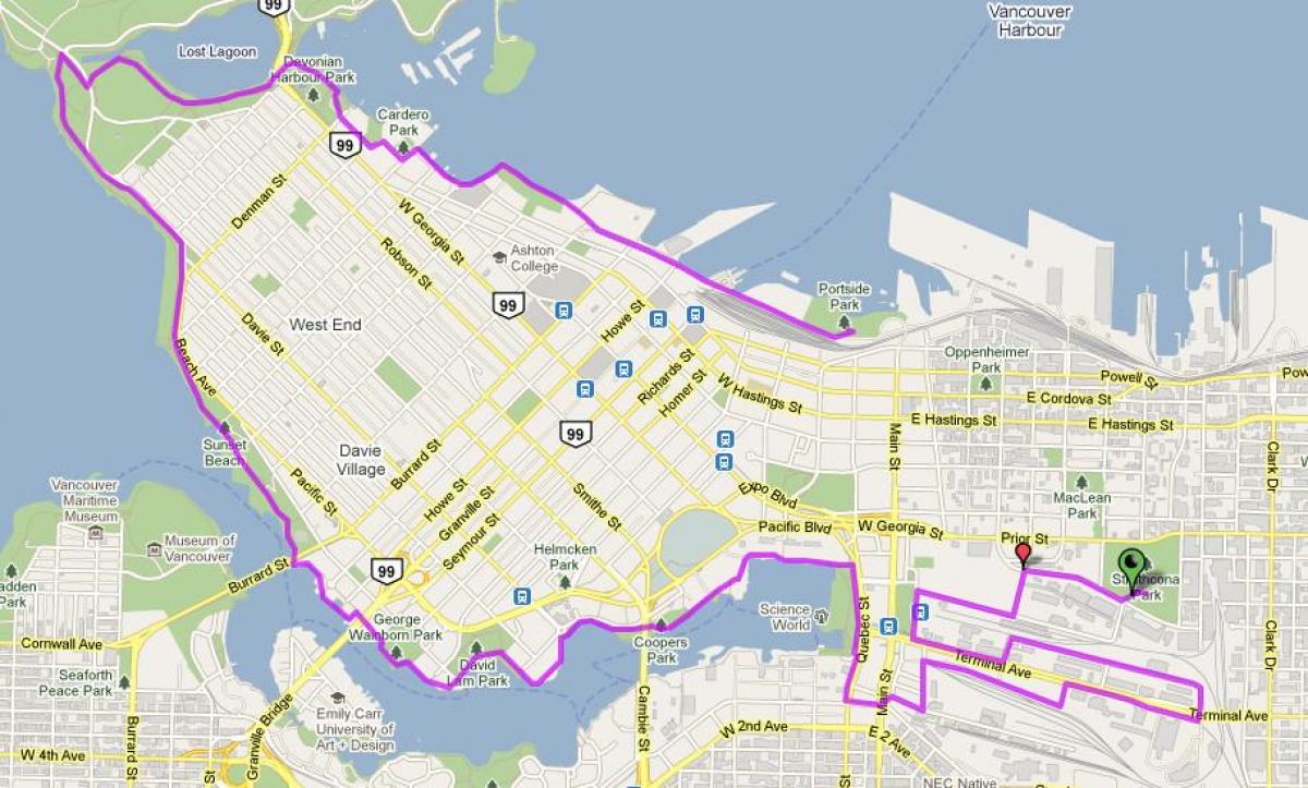 grad Vancouver bicikla karti