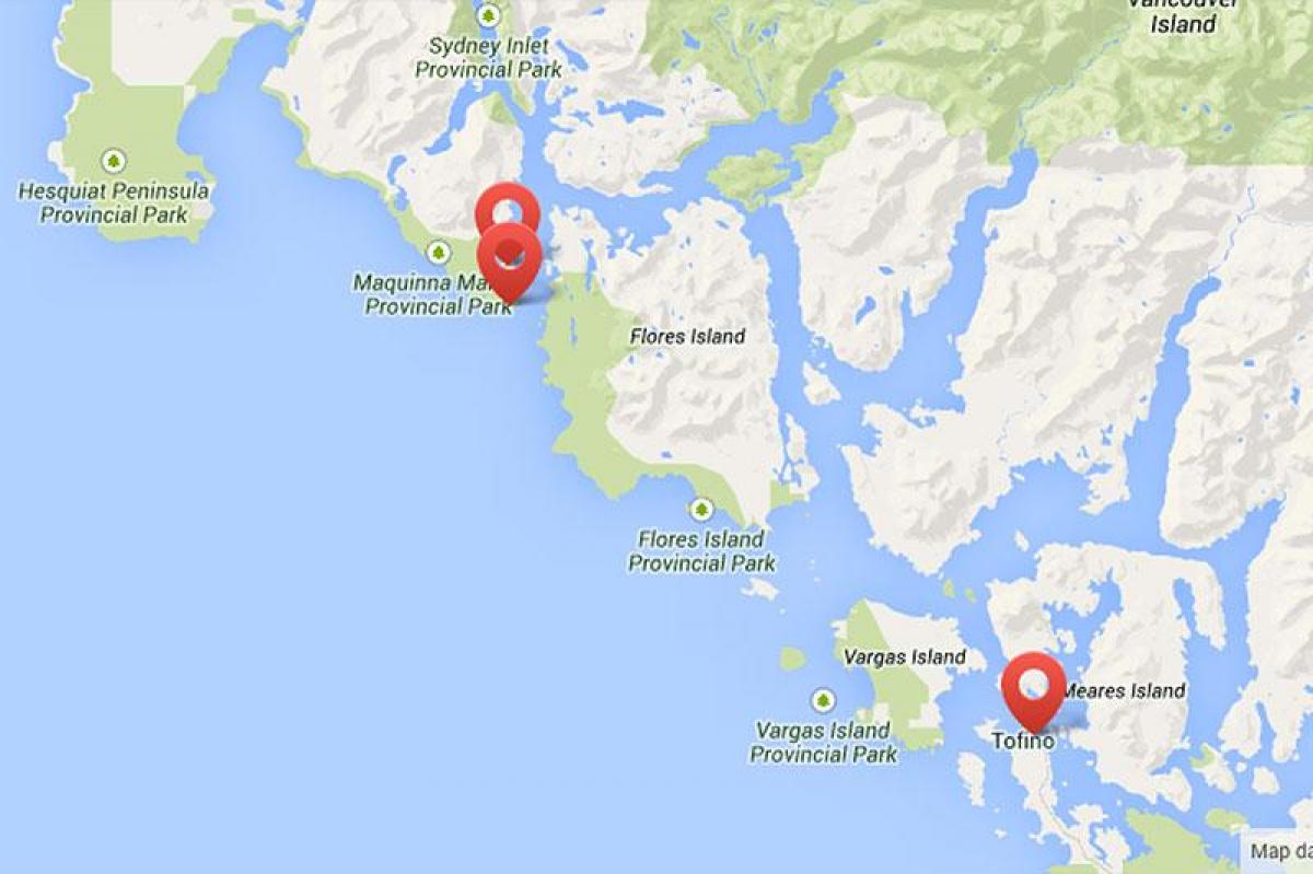 Karta otoka Vancouver hot springs