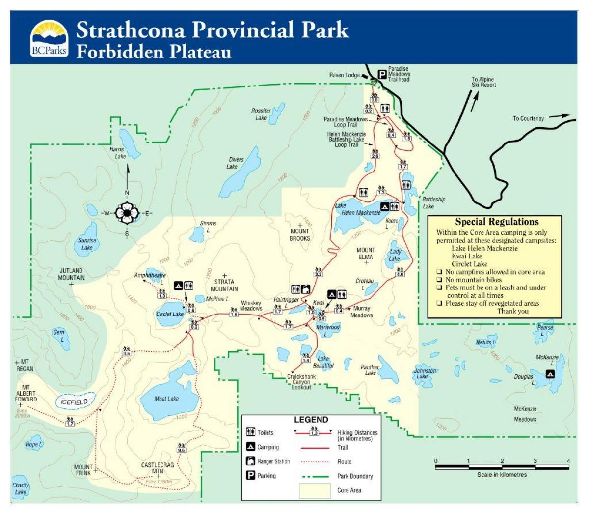Karta otoka Vancouver provincijski parkovi