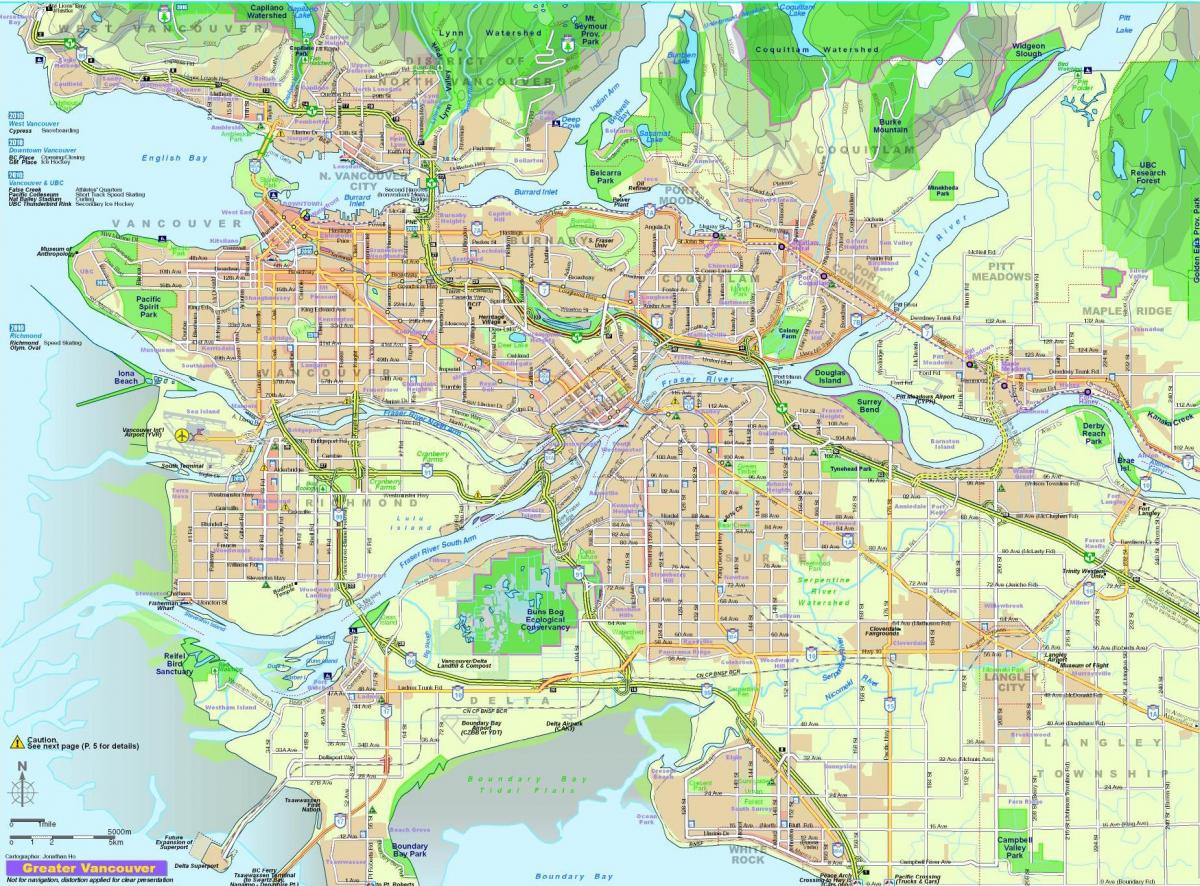 karta grada Vancouver, Britanska Kolumbija, Kanada