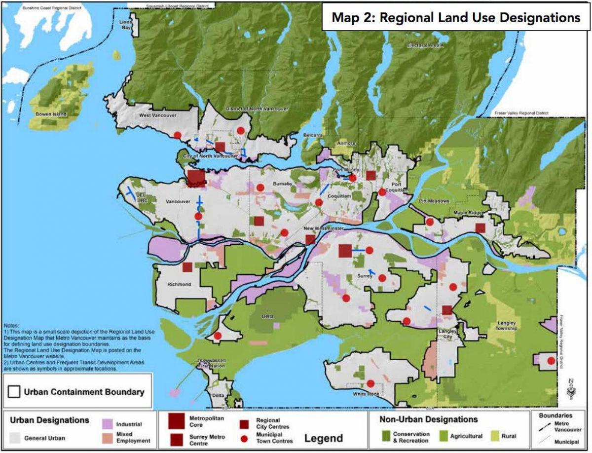 veći Vancouver regionalni područje na karti