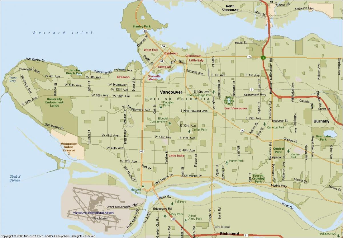 lokacija Vancouver kartica