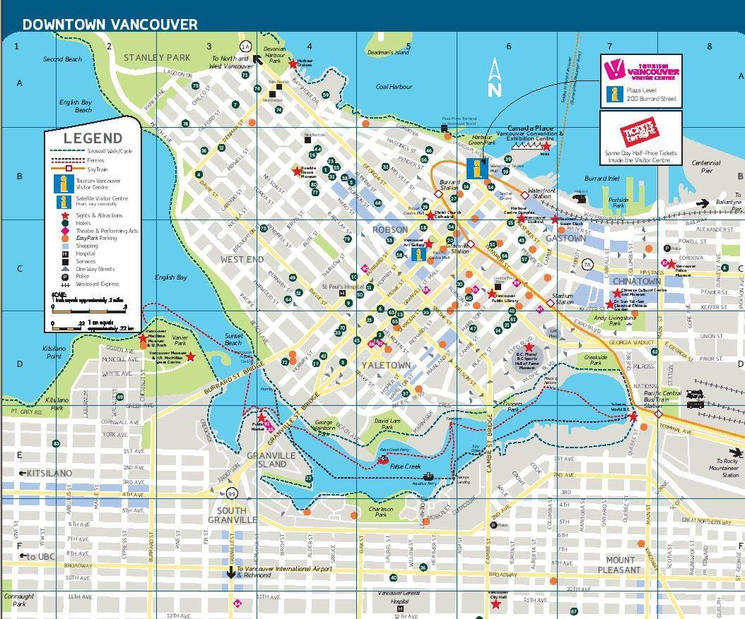 Vancouver Kanada znamenitosti kartica