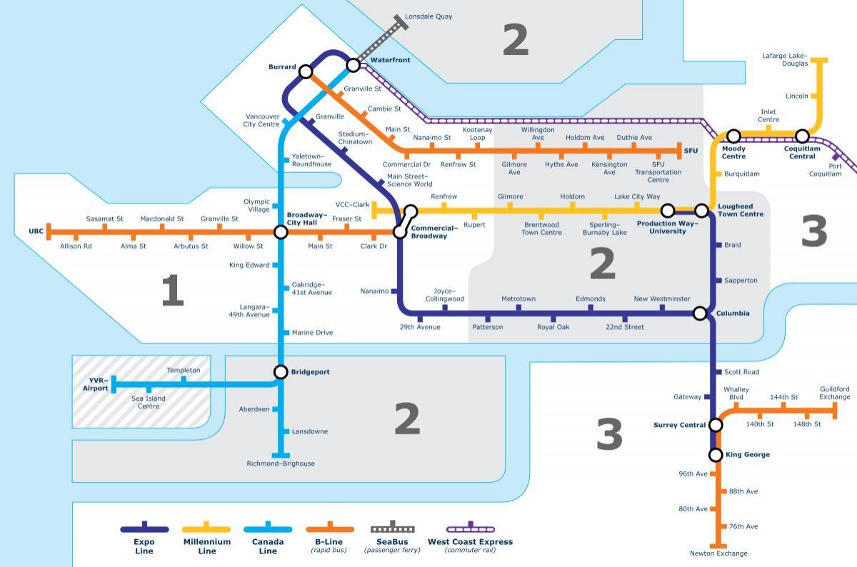 Vancouver javnog prijevoza karti
