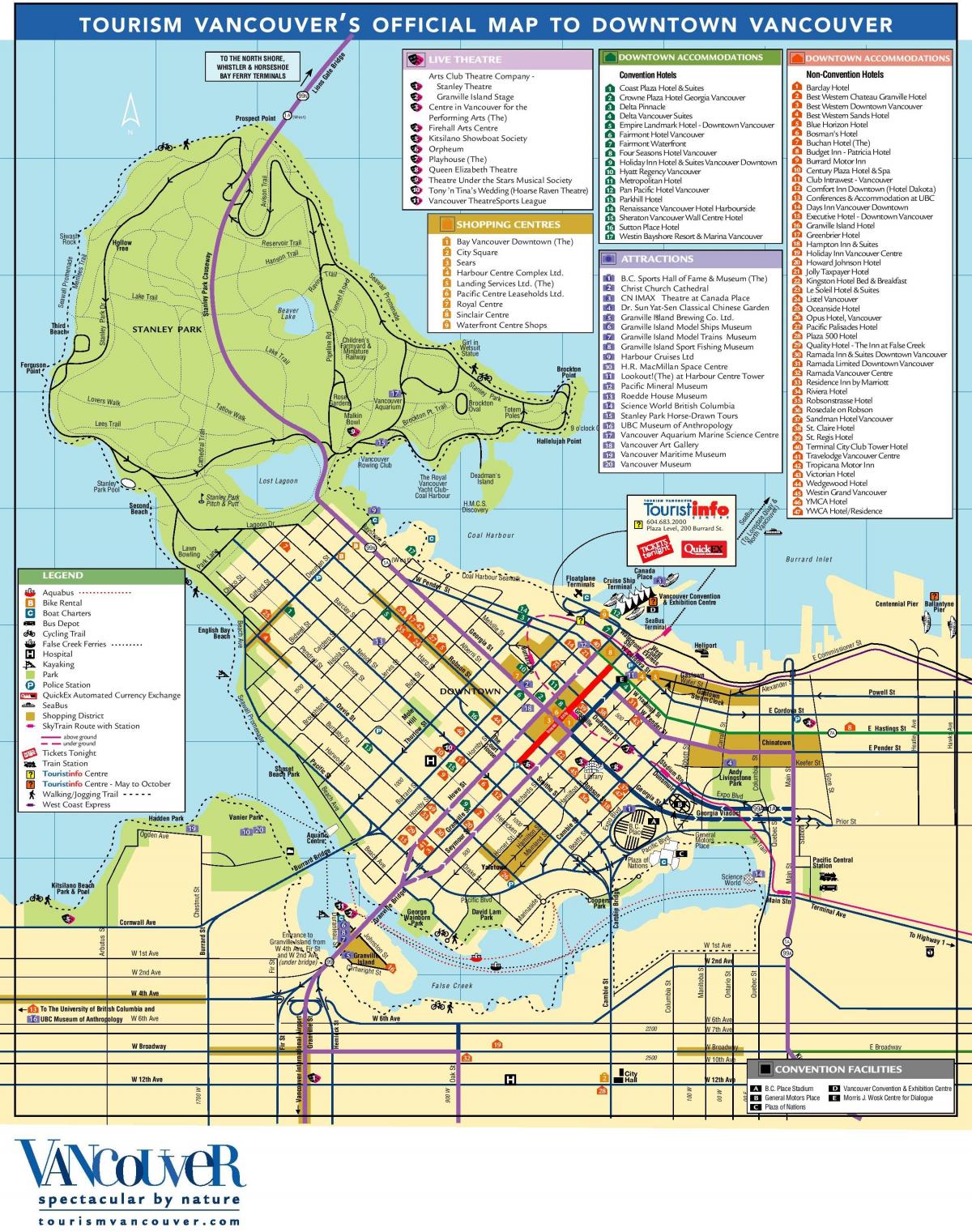 centar grada Vancouver kartica znamenitosti