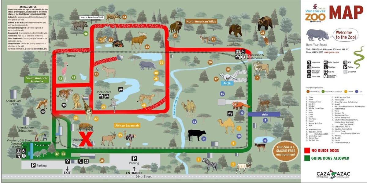 Karta zoološki vrt Vancouver