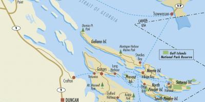 Karta otoka u Perzijskom zaljevu Britanska Kolumbija, Kanada