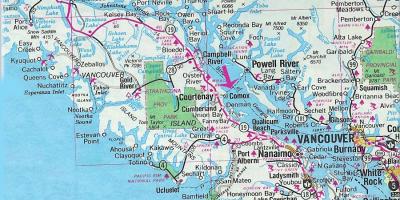 Karta otoka Vancouver jezera