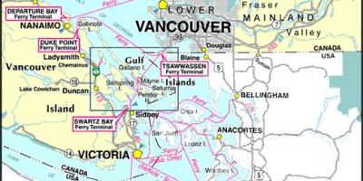 Vancouver island trajektne rute na karti