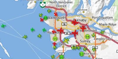 Karta leta za Vancouver praćenje