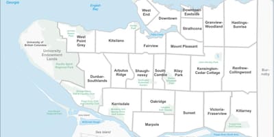 Karta područja Vancouvera