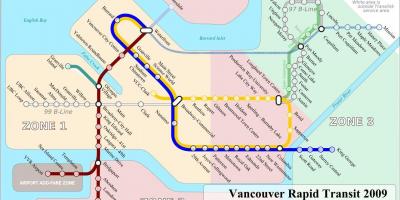 Vlak karta međunarodna zračna luka Vancouver 