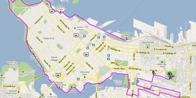 Grad Vancouver bicikla karti
